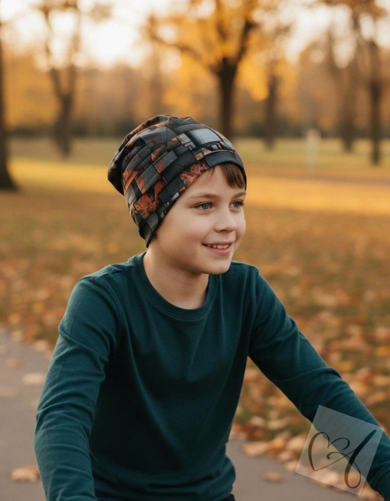 Dětská dvojitá homeless čepice geometrická abstrakce