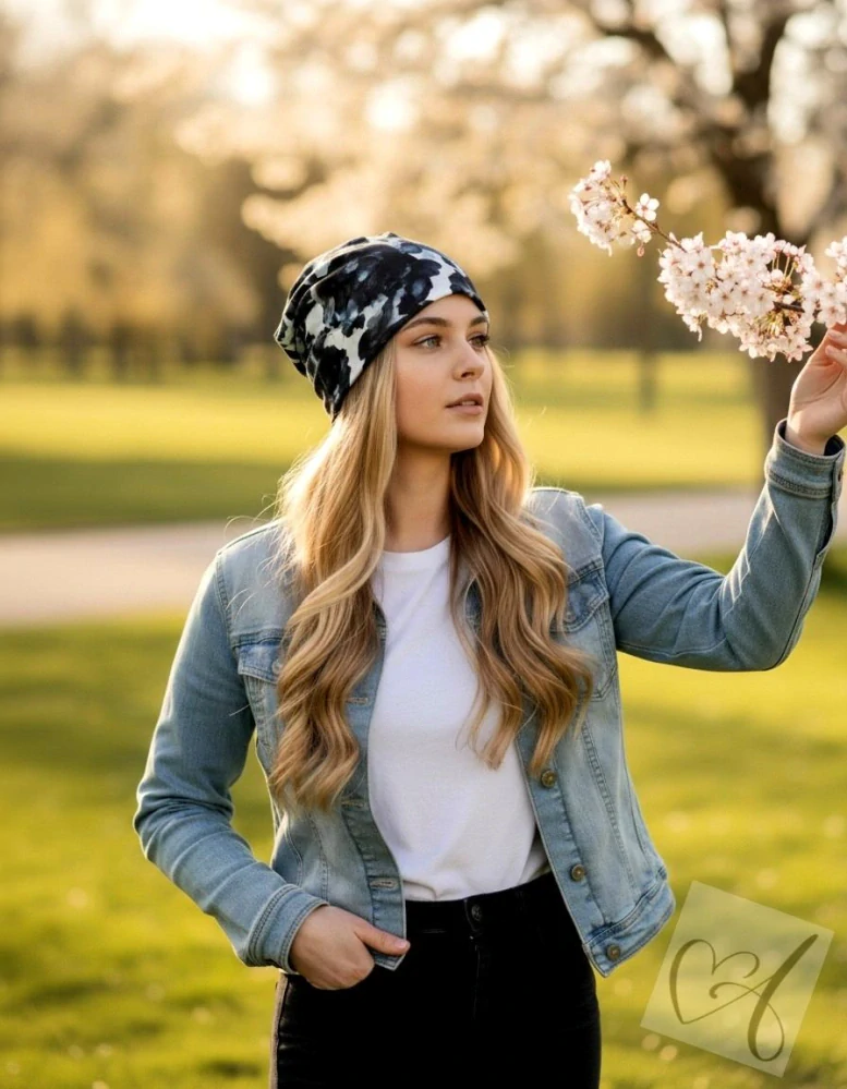 Dětská dvojitá homeless čepice Pivoňky tmavé vel.56