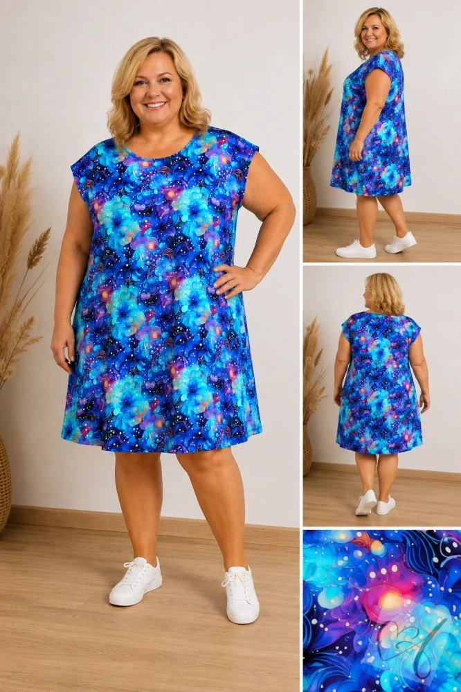 Dámské letní šaty GALAXY – lehké splývavé | 6XL