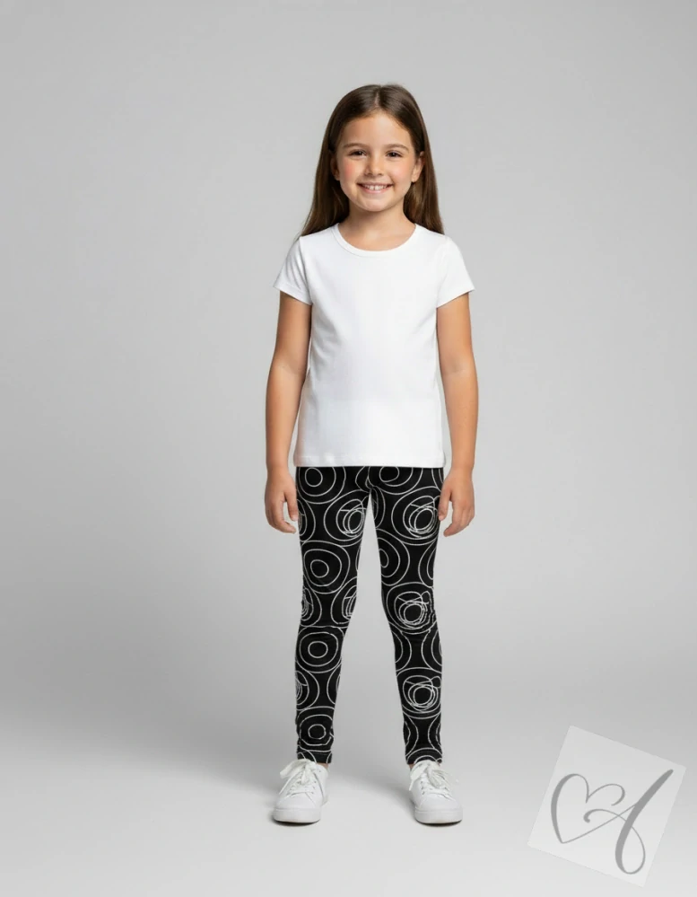 Dívčí legíny Spirály – pohodlné legíny z bavlny s elastanem