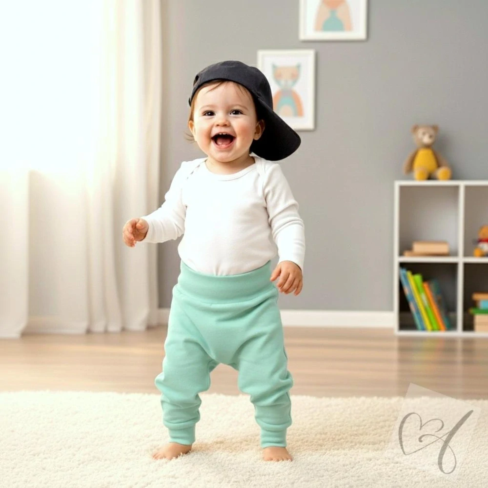 Rostoucí dětské kalhoty- baggy mint máta