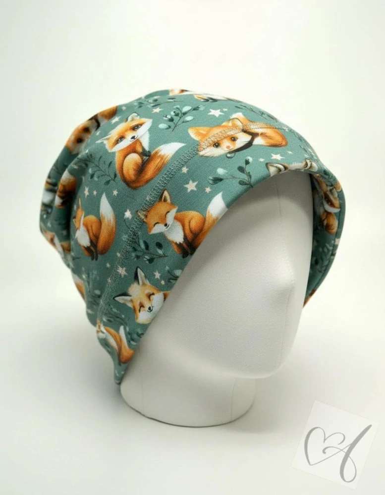 Dětská bavlněná homeless čepice – jaro/léto/podzim-Lišky