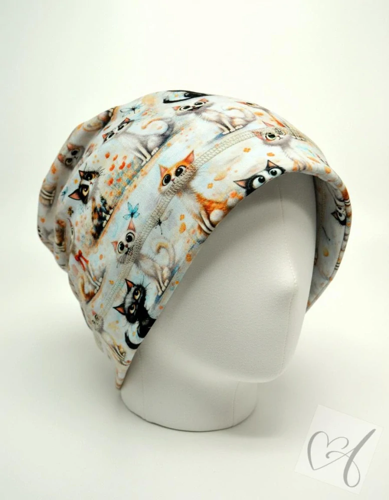 Dětská bavlněná homeless čepice – jaro/léto/podzim-Kočky