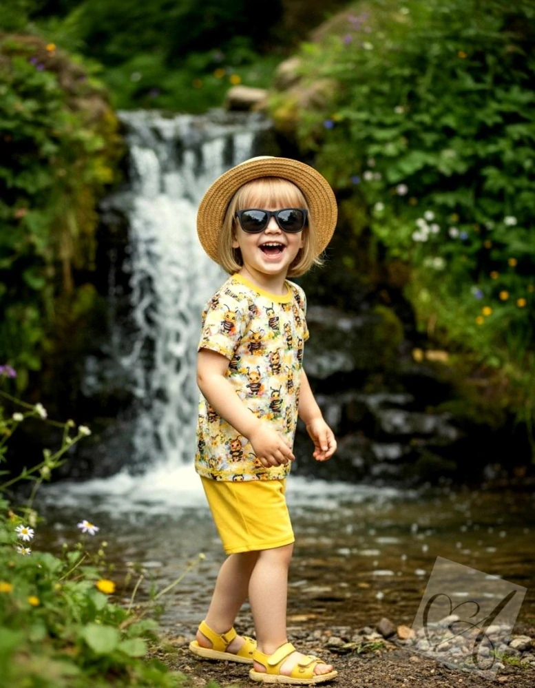 Dětský letní set – tričko a kraťasy čmeláčkové vel.110