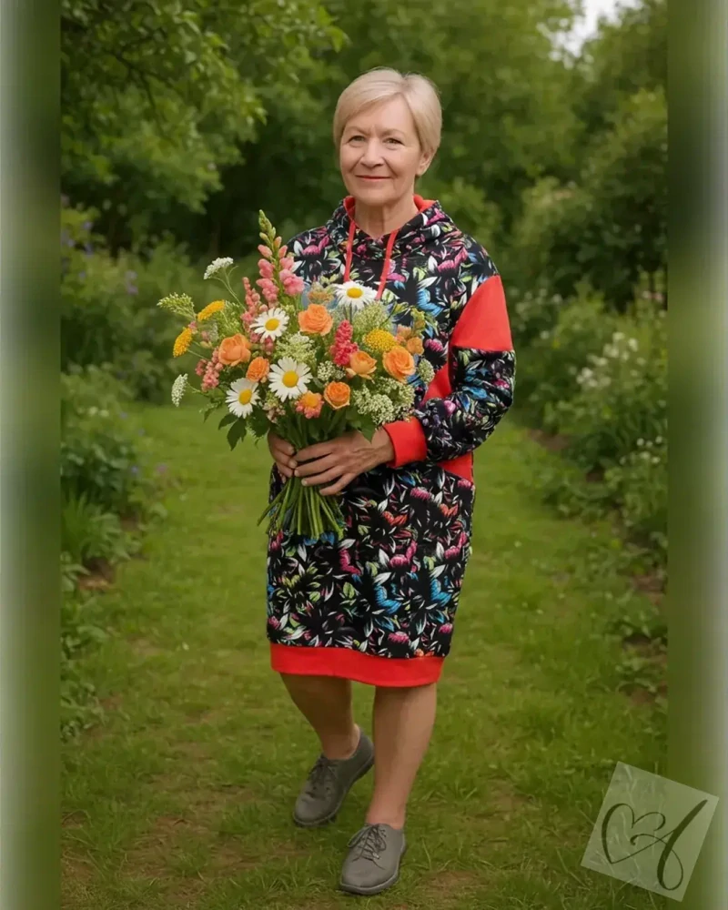 Dámské mikinošaty LILY s vysokým límcem ve vel.50 v kombinaci s červenou