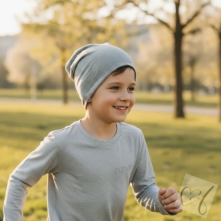 Dětská dvojitá homeless čepice světle šedá 