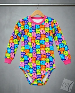 Dětské body pro děti se speciálními potřebami kočky vel.116 upravená délka rukávů od krku 51cm