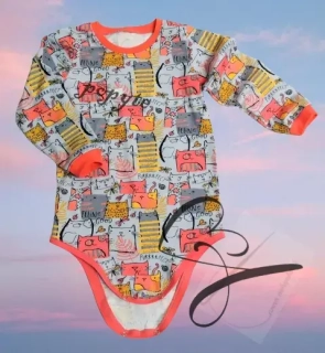 Dětské body pro děti se speciálními potřebami kočičky lososové  vel.98