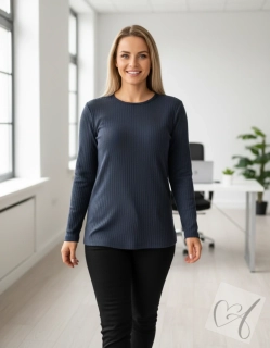 Dámské pohodlné triko dlouhý rukáv-Modro-šedé