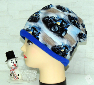 Modré traktory-modrý fleece