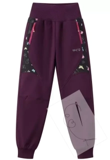 Dívčí softshellové kalhoty, zateplené - Wolf B2499B, fialovovínová 4B vel.104