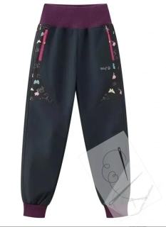 Dívčí softshellové kalhoty, zateplené - Wolf B2499B, tmavě modrá 4C  vel.110