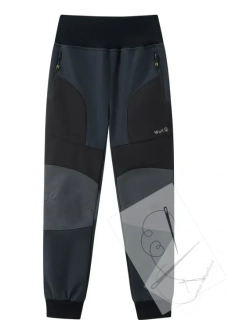 softshellové kalhoty, zateplené - Wolf B2499A, černá / šedé zipy 7B