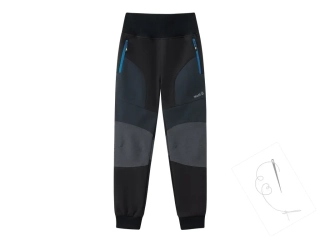 softshellové kalhoty, zateplené - Wolf B2499A, černá / modré zipy  7A vel.134