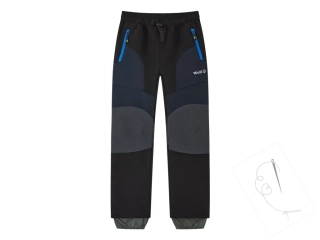 Dětské softshellové kalhoty, zateplené - Wolf B2493, černá / modré zipy 2B