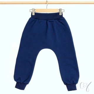 Zateplené tepláky/baggy tmavě modré -počesaná teplákovina vel.80