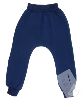 Zateplené tepláky/baggy tmavě modré -počesaná teplákovina vel.80