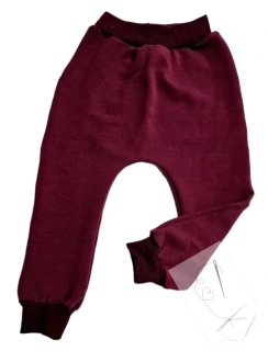 Zateplené tepláky/baggy vínové -počesaná teplákovina