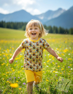 Dětský letní set – tričko a kraťasy čmeláčkové vel.110