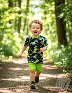 Dětský letní set – tričko a kraťasy na hraní i jako pyžamko Ufoni  vel.116