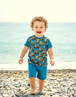 Dětský letní set – tričko a kraťasy pracovní stroje vel.98