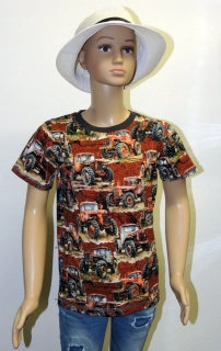 Chlapecké triko traktory na hnědé