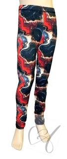 Dívčí legíny Mramor – rubínově červený vzor, bavlna s elastanem 