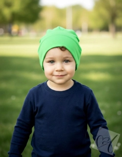 Dětská dvojitá homeless čepice zelená tráva 