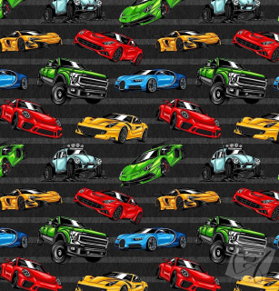 Teplákovina barevná auta 1,40m