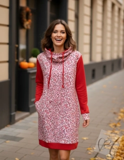 Dámské mikinošaty LILYEN s vysokou kapucí ve vel.44 šípek /vínová