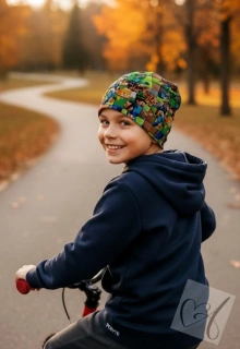 Stylová dvojitá nízká čepice panáček vel.52