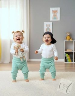 Rostoucí dětské kalhoty baggy mint máta