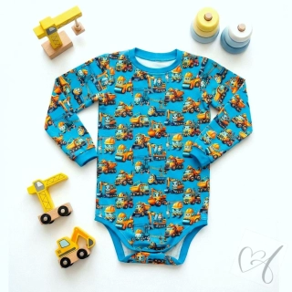 Dětské body pro děti se speciálními potřebami pracovní stroje na tyrkysu vel.116