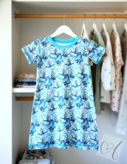 Dětská noční košile Víly na tyrkysu krátký rukáv