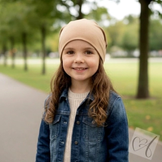 Dětská dvojitá homeless čepice béžová vel.54