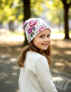 Dětská dvojitá homeless čepice Pivoňky