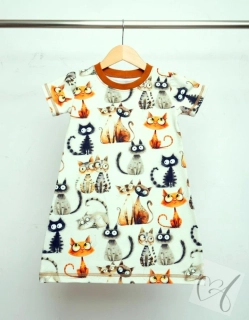 Dětská noční košile Kočky  krátký rukáv-vel.98
